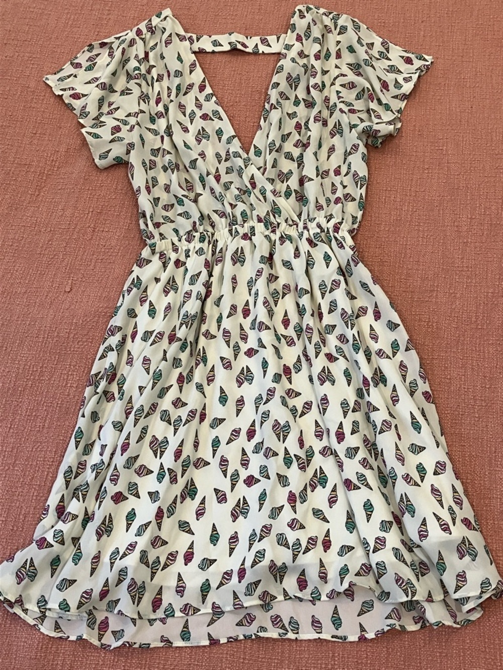Katy Perry ice cream cone print Mini Dress Pink, Teal, cream